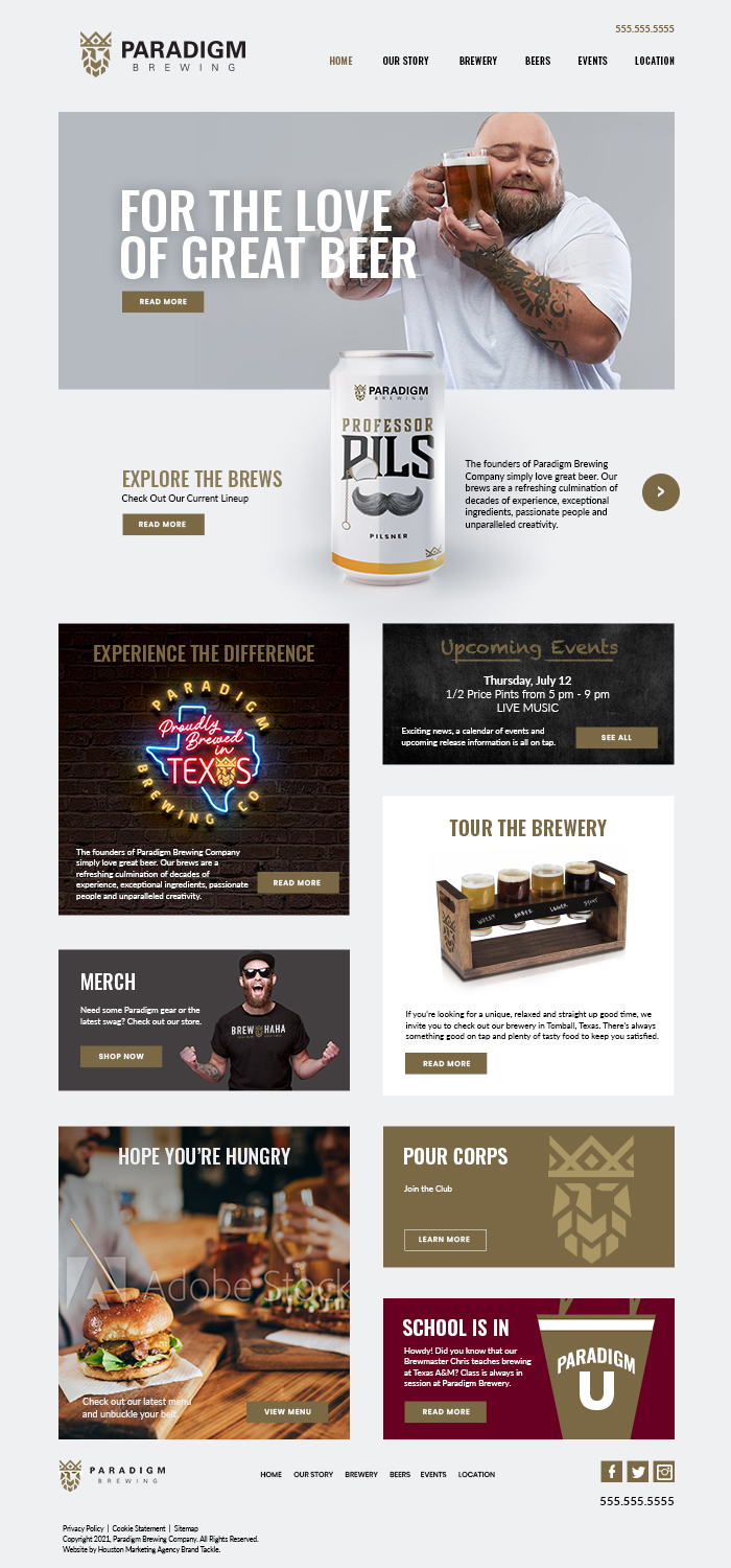 Paradigm Brewing Website Design by Red Van Creative